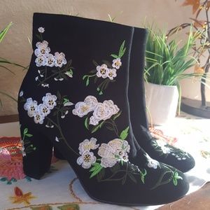 Flower Embroidered Heels